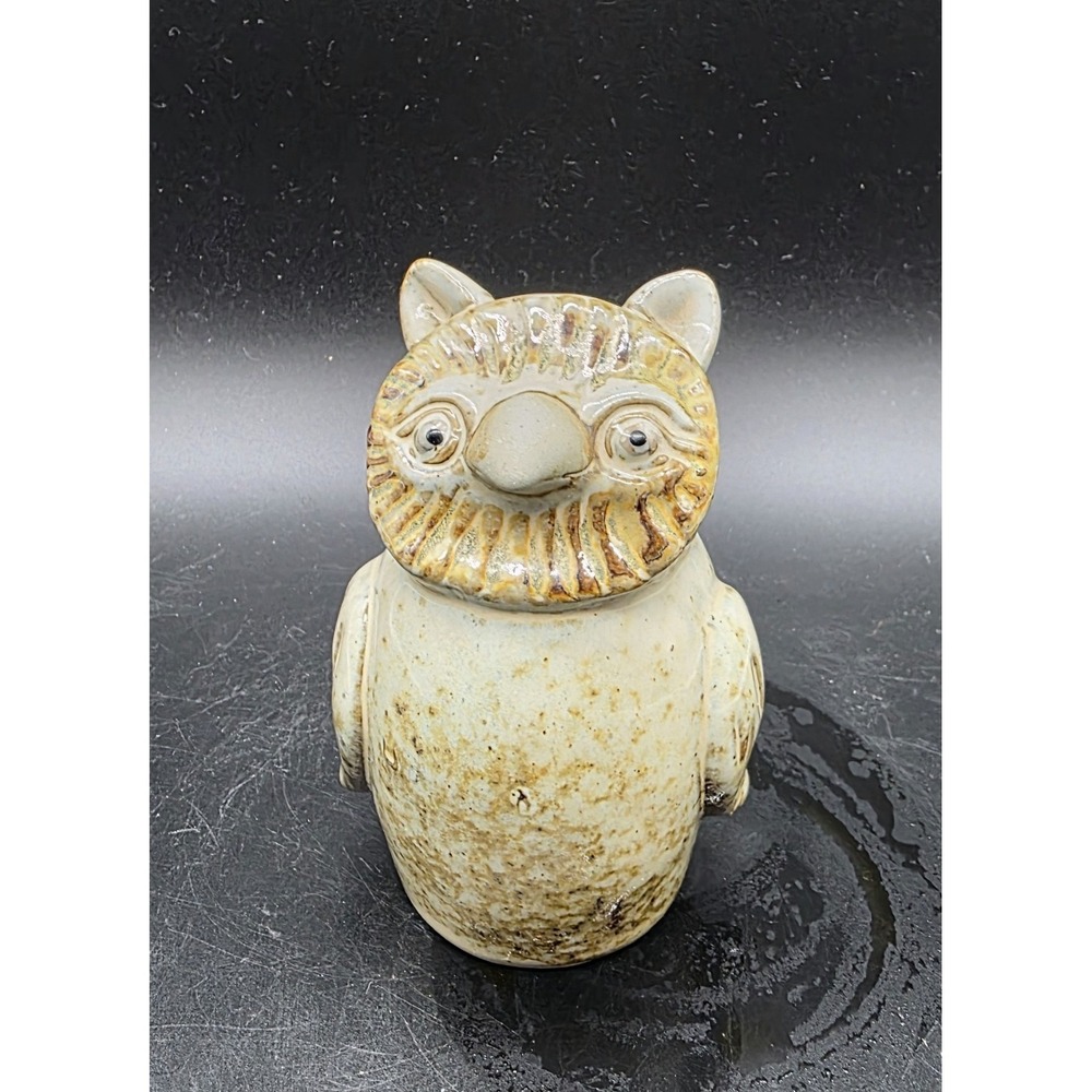 Vintage Studio Pottery  Whimsical Owl Figurine Sculpture Stoneware 4"‎